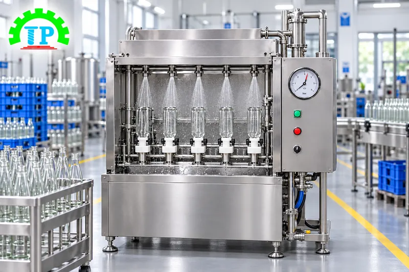 kiểm tra trước khi chạy máy rửa chai bán tự động