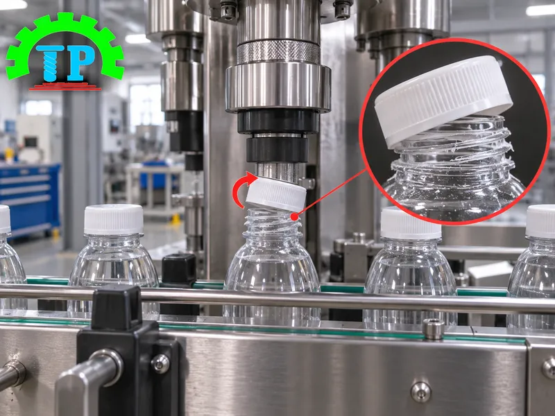 Hiện tượng m&aacute;y xo&aacute;y nắp chai bị tu&ocirc;n ren l&agrave;m m&oacute;p nắp chai