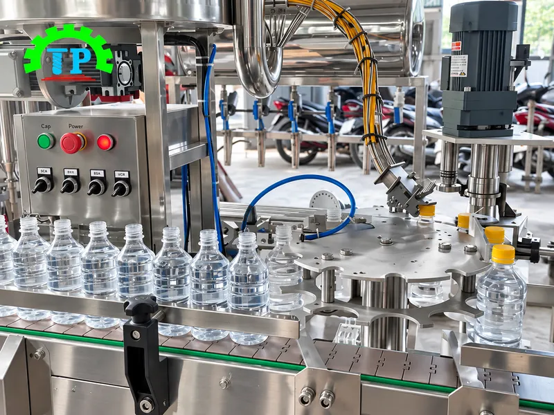 Máy xoáy nắp chai công nghiệp vận hành thử tải trực tiếp tại xưởng Thành Phát