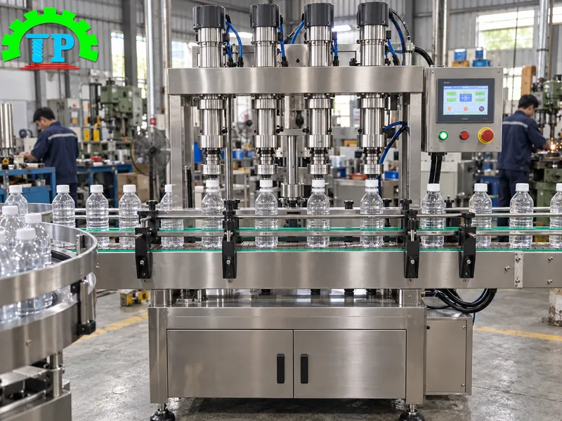 Máy xoáy nắp chai công nghiệp vận hành thử tải trực tiếp tại xưởng Thành Phát