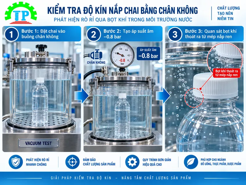 Thiết bị buồng hút chân không kiểm tra độ kín nắp chai bao bì