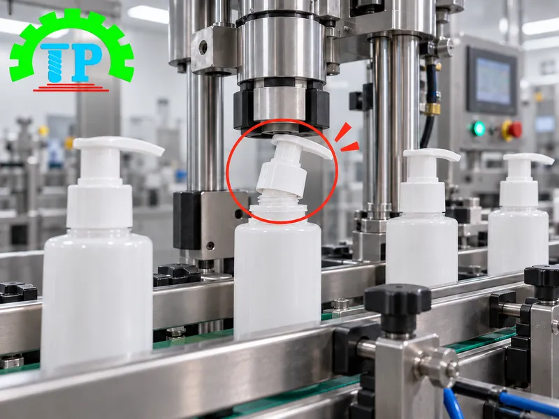 Hiện tượng lỗi kẹt nắp chai vòi pump mỹ phẩm do gập ống hút