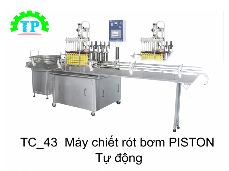 Máy chiết rót bơm piston băng tải thẳng tự động chính hãng Thành Phát