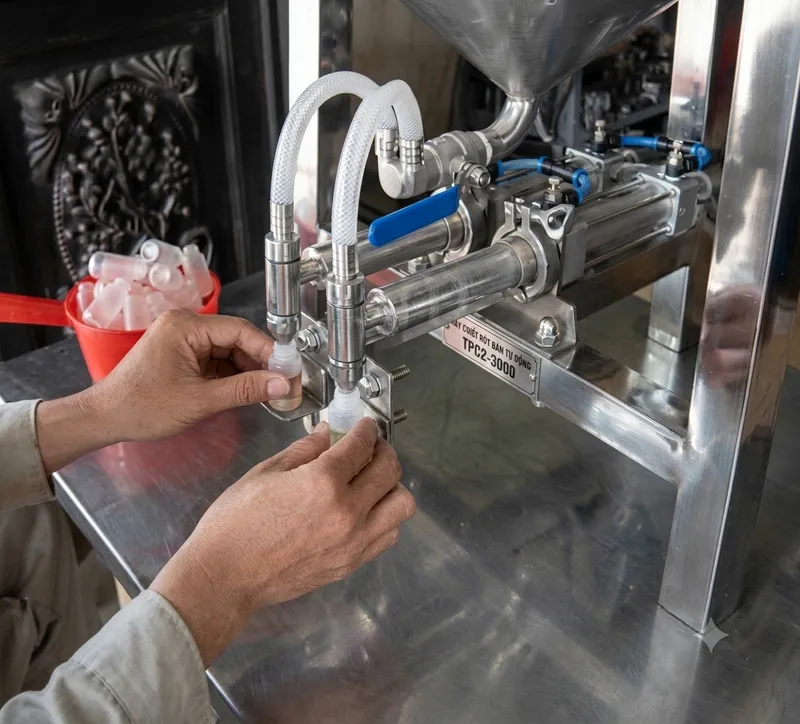  vận h&agrave;nh m&aacute;y chiết b&aacute;n tự động TPC2-3000