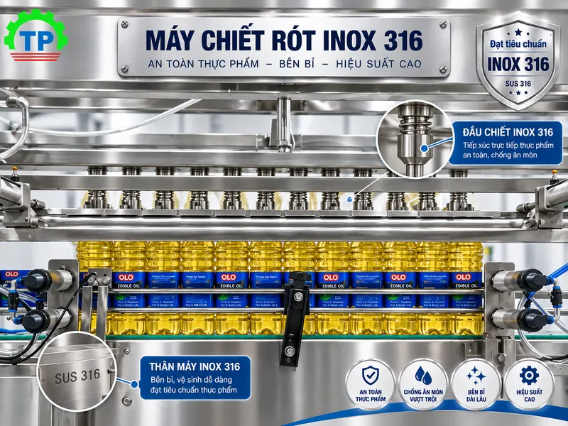 tiêu chuẩn inox 316 máy chiết rót trong sản xuất dược phẩm và thực phẩm